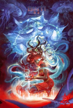 The cover for the Chinese edition of my novella Binti (SF World Mag). Illustration by Liu Junwei.